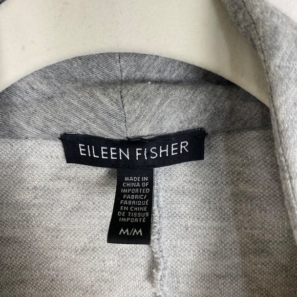 Eileen Fisher One Button Quilted Jacket Cardigan Sweater Grey - Picture 9 of 10